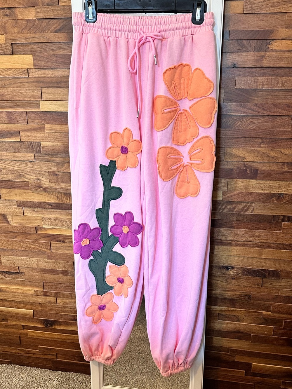 NWT🩷LovLov Jogger Sweat Pants Patchwork Small Pink